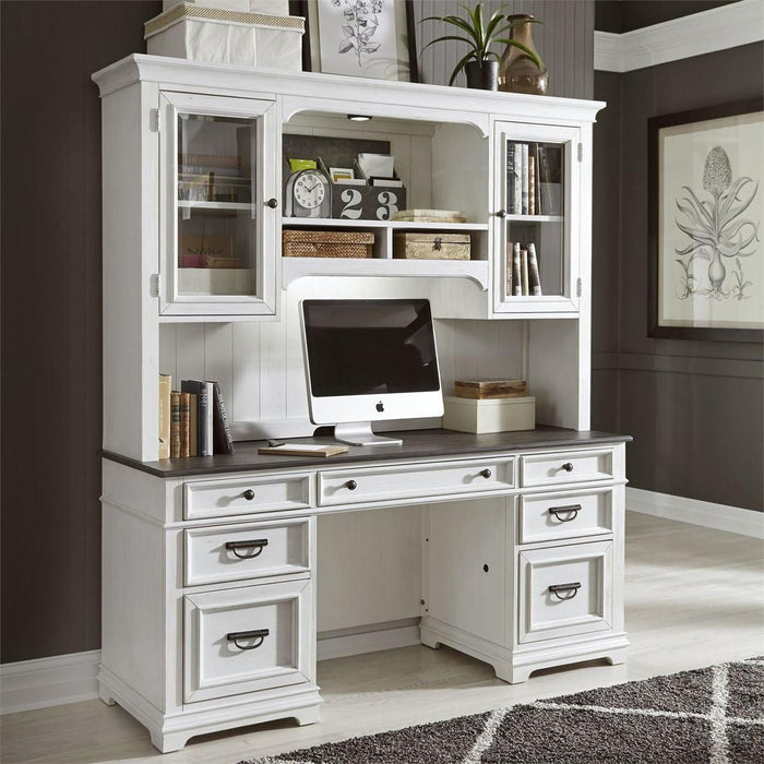 Liberty Allyson Park Jr. Executive Credenza with Hutch in Wirebrushed White image