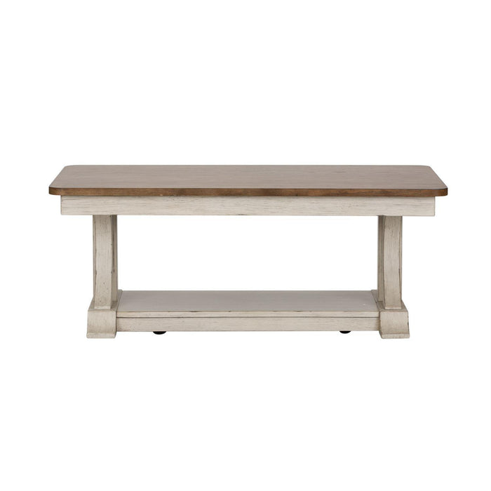 Liberty Farmhouse Reimagined Rectangular Cocktail Table in Antique White image