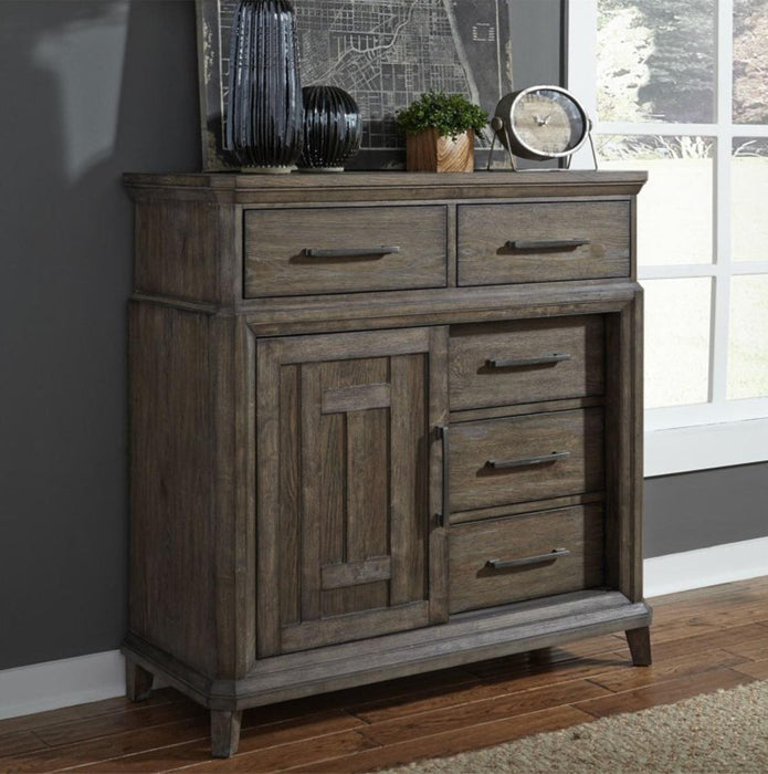 Liberty Furniture Artisan Prairie Door Chest in Wirebrushed aged oak with gray dusty wax image