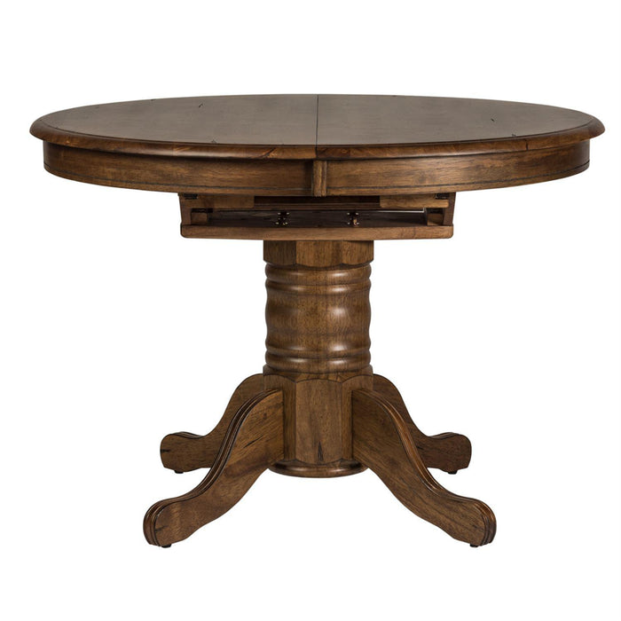 Liberty Furniture Carolina Crossing Oval Pedestal Table in Antique Honey image