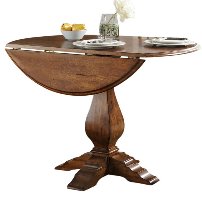 Liberty Furniture Creations II Drop Leaf Pedestal Table in Tobacco Finish image