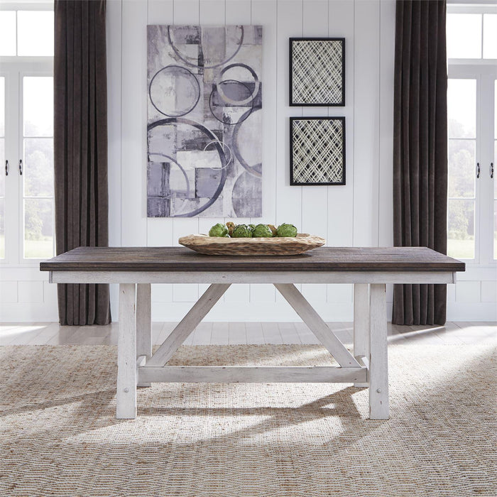 Liberty Furniture Farmhouse Fixed Top Trestle Table in White/Oak image