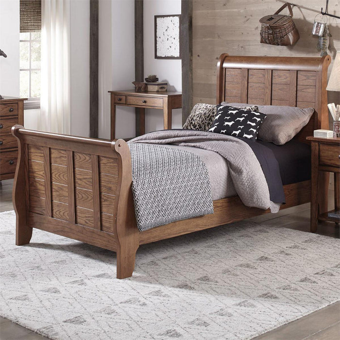 Liberty Furniture Grandpa's Cabin Youth Full Sleigh Bed in Aged Oak image