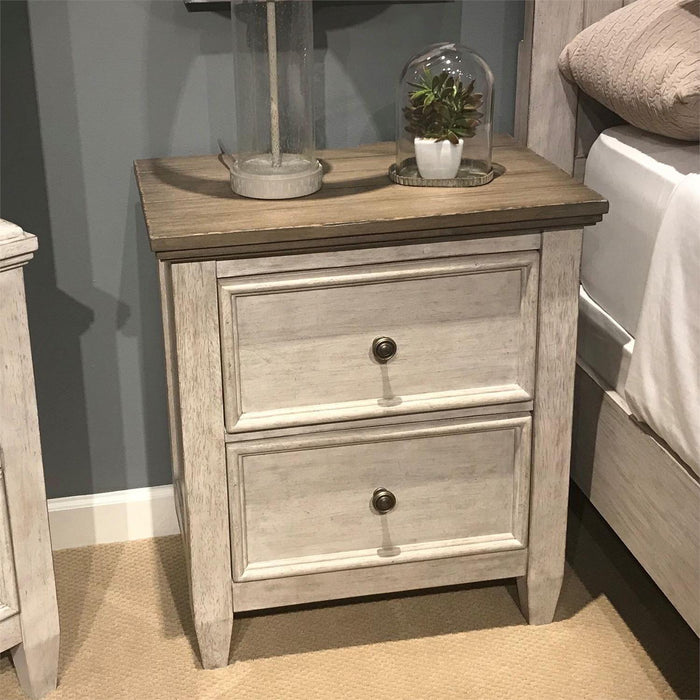 Liberty Furniture Heartland 2 Drawer Nightstand w/ Charging Station in Antique White image