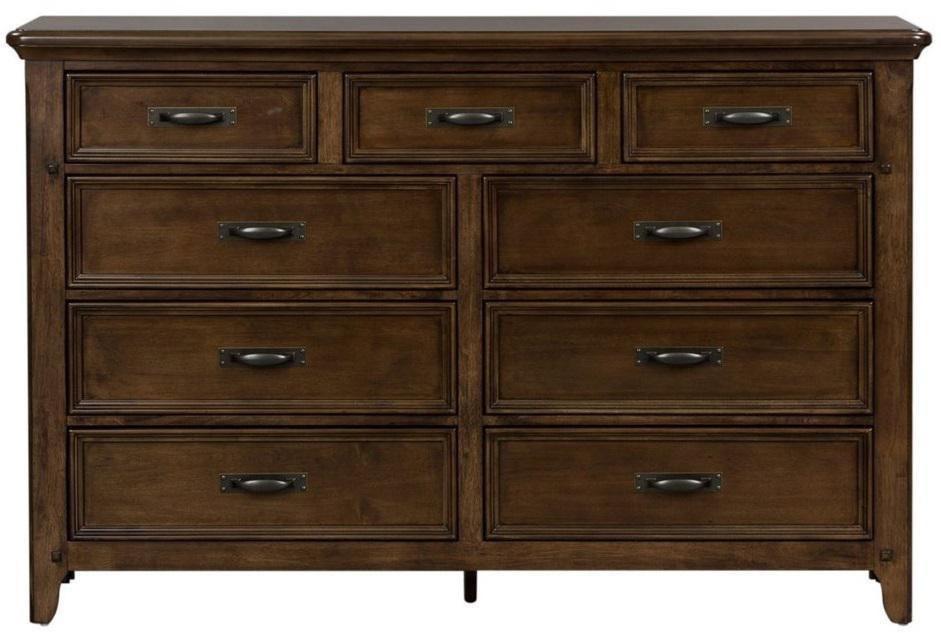 Liberty Furniture Saddlebrook 9 Drawer Dresser in Tobacco Brown image