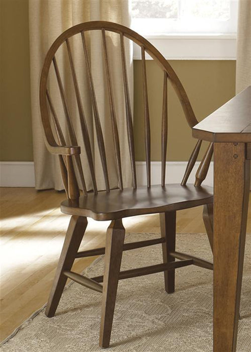 Liberty Furniture Hearthstone Windsor Back Arm Chair in Rustic Oak (Set of 2) image