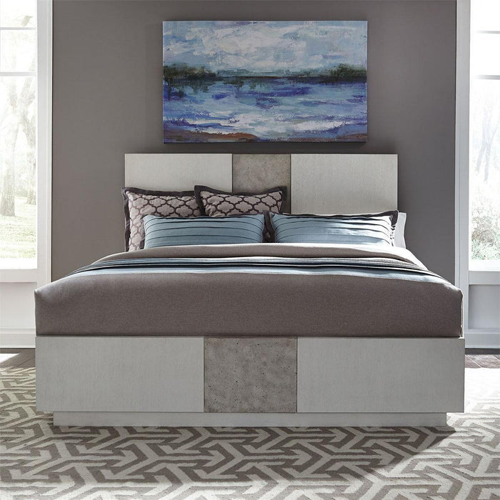 Liberty Furniture Mirage King Travertine Panel Bed in Wirebrushed White image