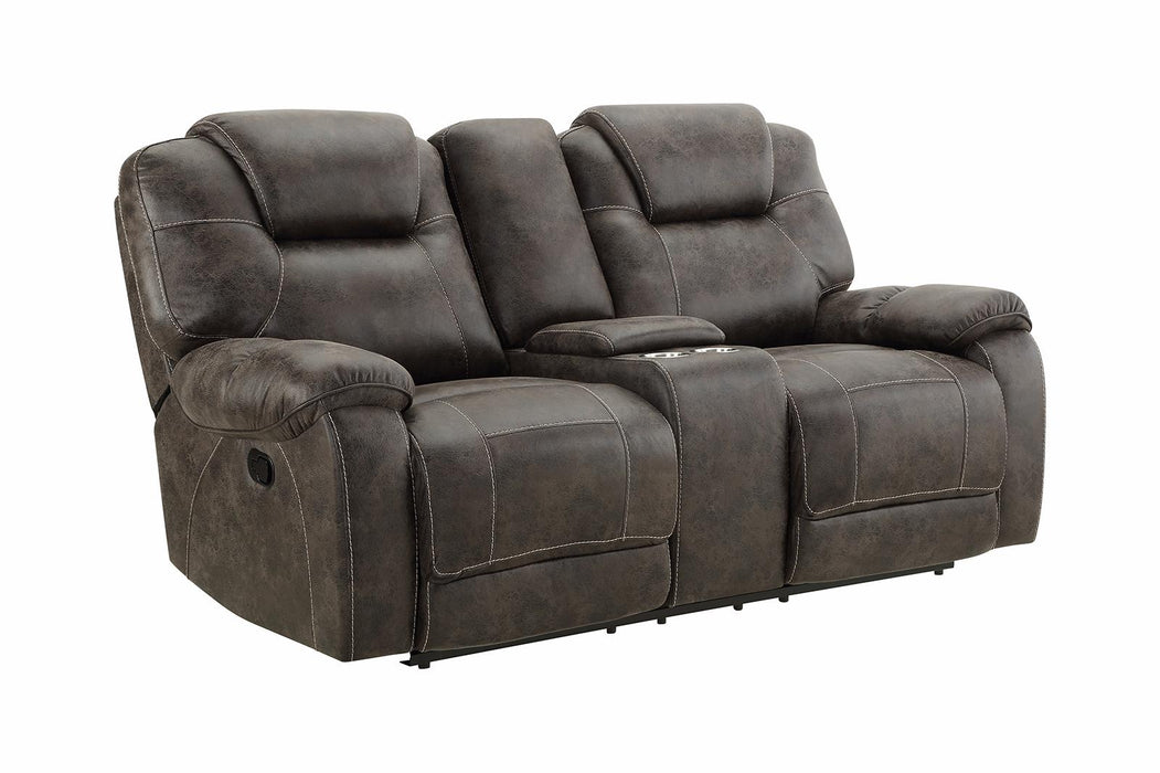 New Classic Furniture Anton Dual Recliner Console Loveseat in Chocolate image