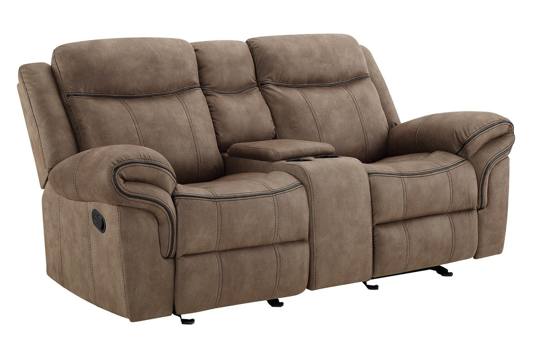 New Classic Furniture Harley Glider Console Loveseat with Dual Recliners in Light Brown image