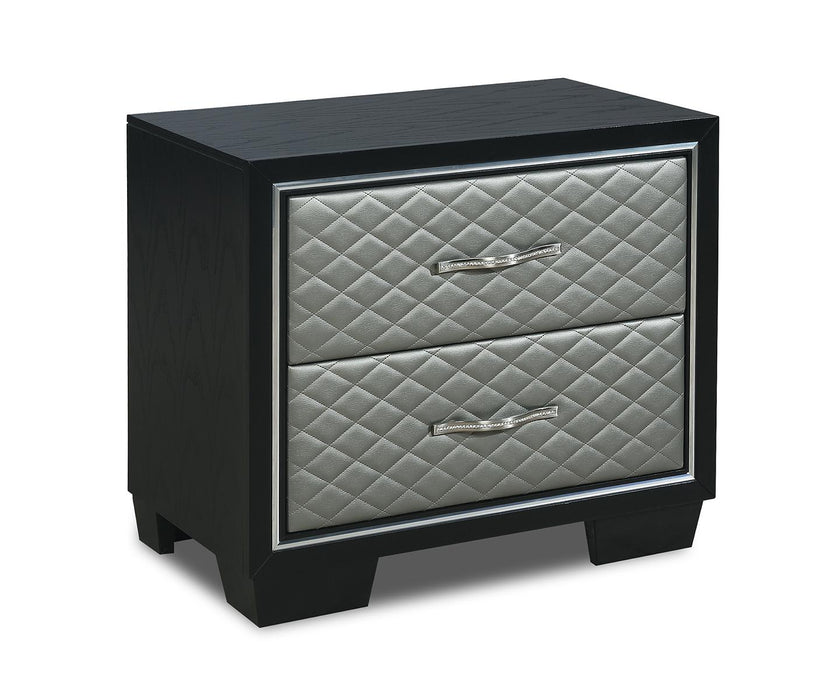 New Classic Furniture Luxor 2 Drawer Nightstand in Black/Silver image