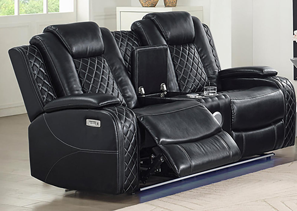 New Classic Furniture Orion Console Loveseat with Dual Recliners in Black image