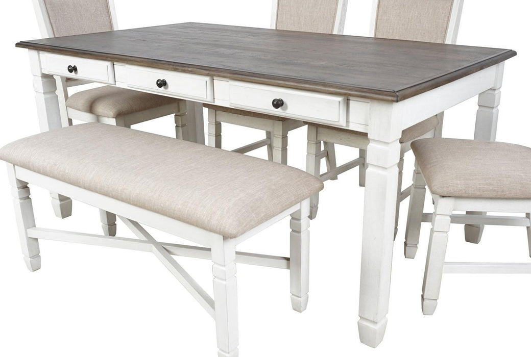 New Classic Furniture Prairie Point 6 Drawer Rectangular Dining Table in White image