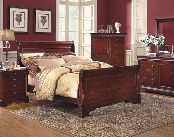 New Classic Versaille Queen Sleigh Bed in Bordeaux image